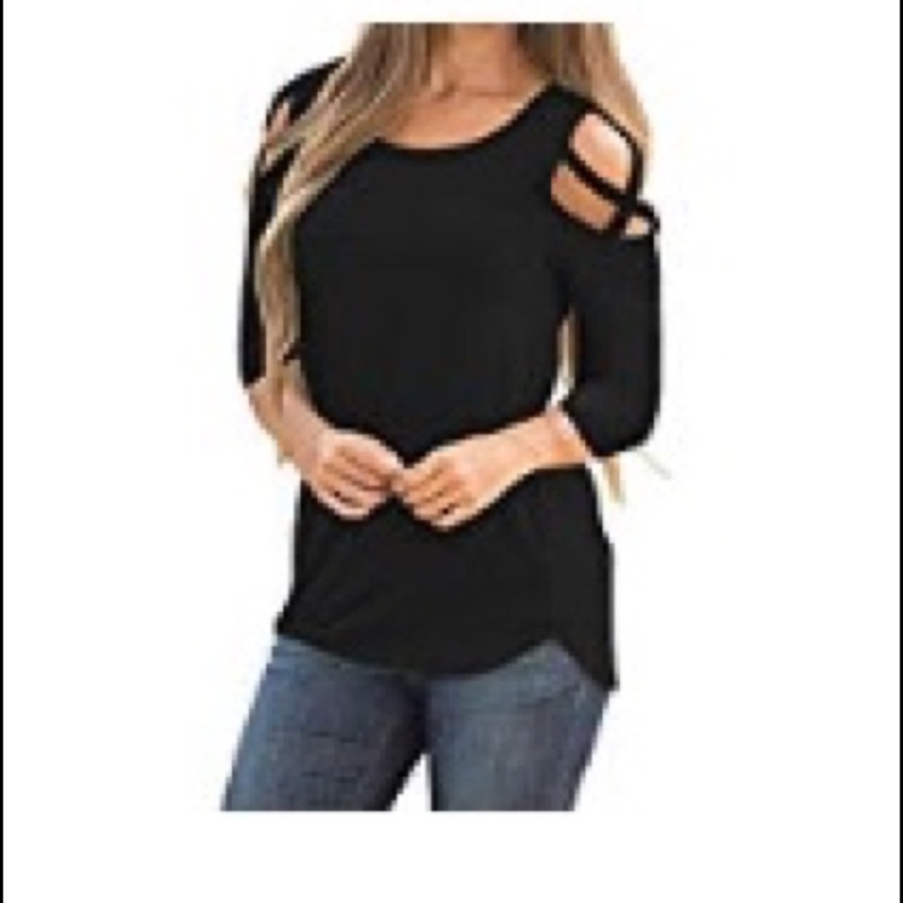 CUCUHAM Women Short Sleeve Strap Cold Shoulder Top